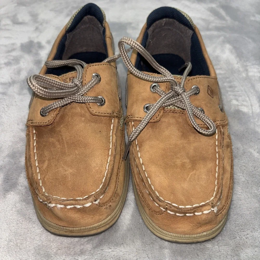 Sperry Top Sider BOYS Boat Shoes Size 5M Light Brown